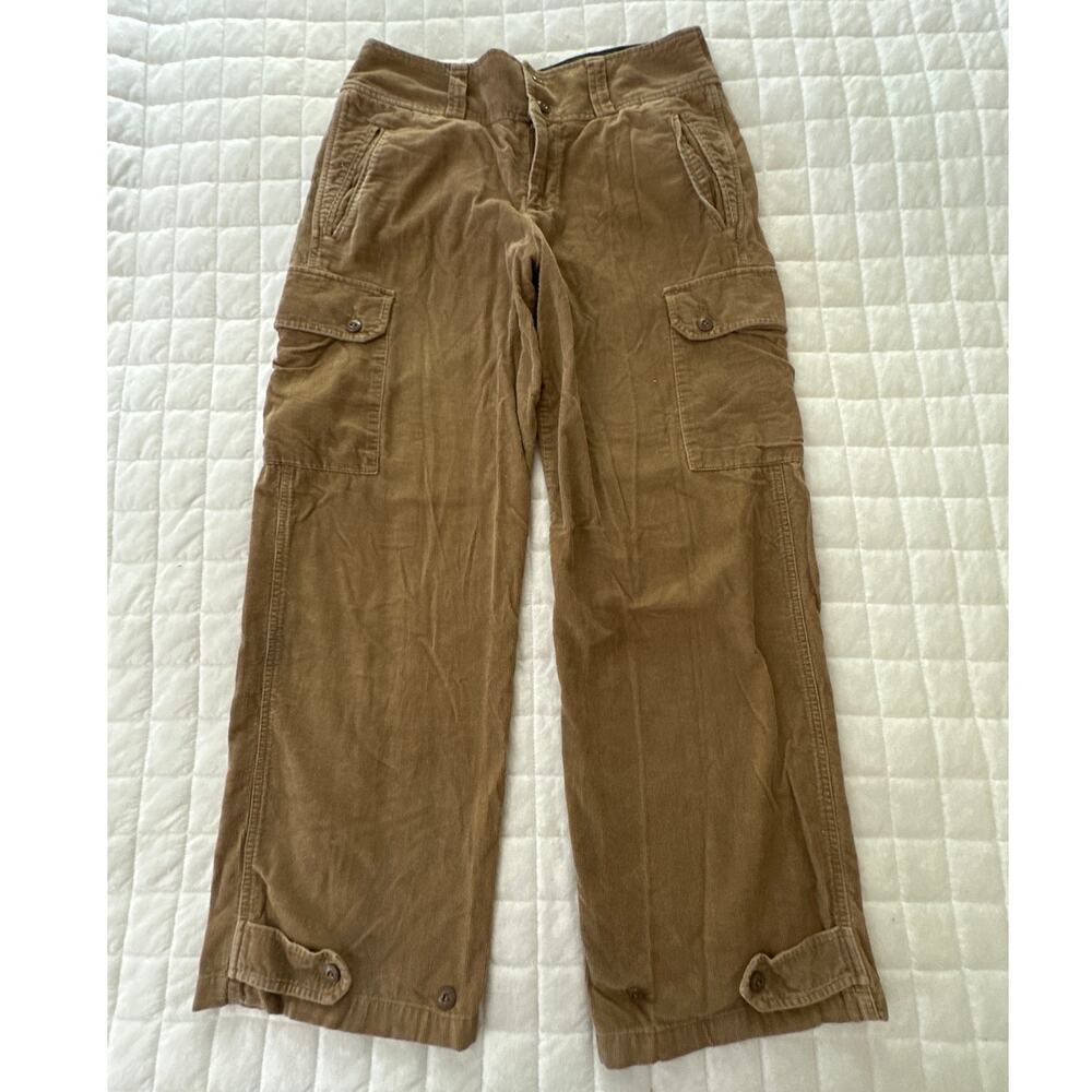 Vintage Ralph Lauren Corduroy Pants 8 Brown Cargo Adjustable Cinch Hem Y2K - Picture 2 of 13